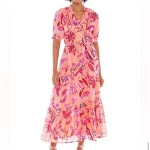 NWOT BANJANAN Maisie Dress, Medium, Jubilee Apricot, Maxi, Feminine, Tropical
